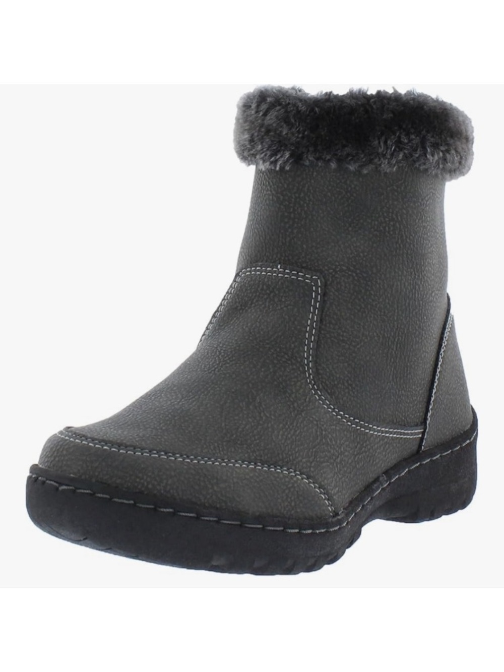 Women's Gray Faux-Fur Cuffed Winter Boot